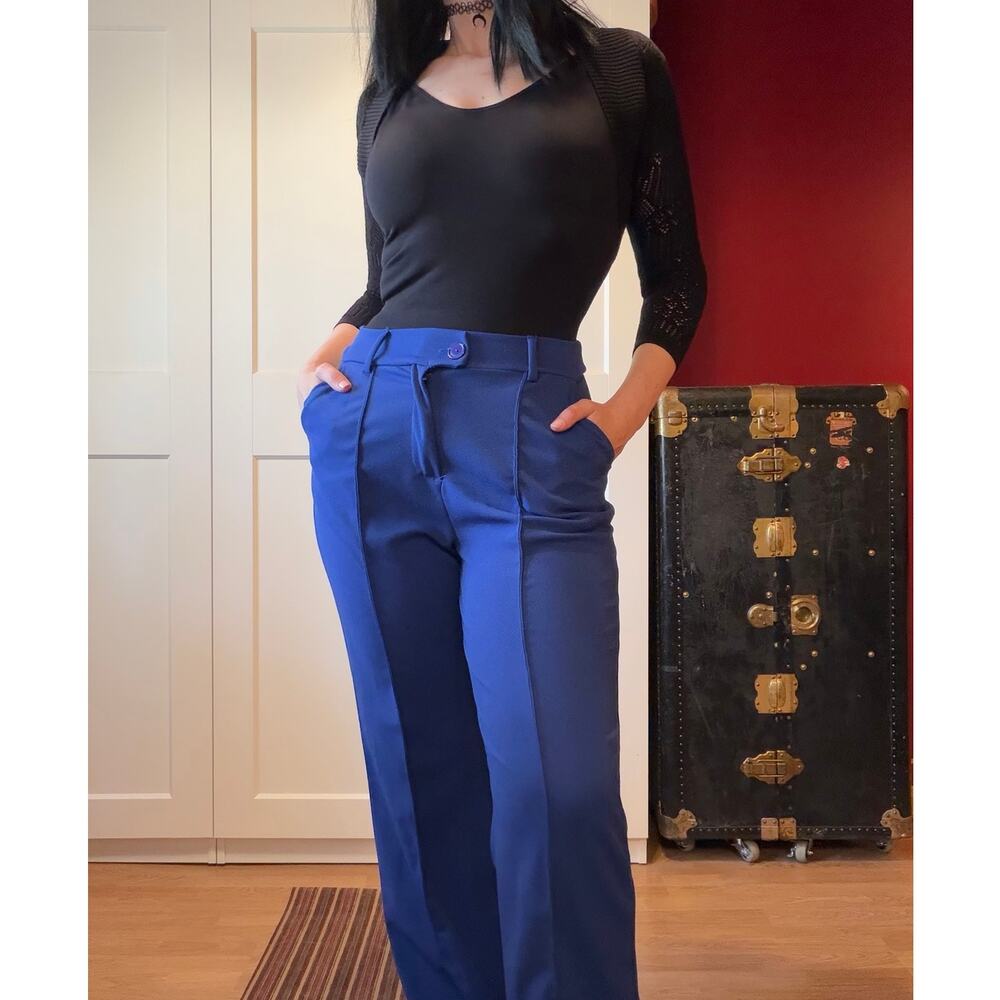 royal blue trousers work pants with front seams
